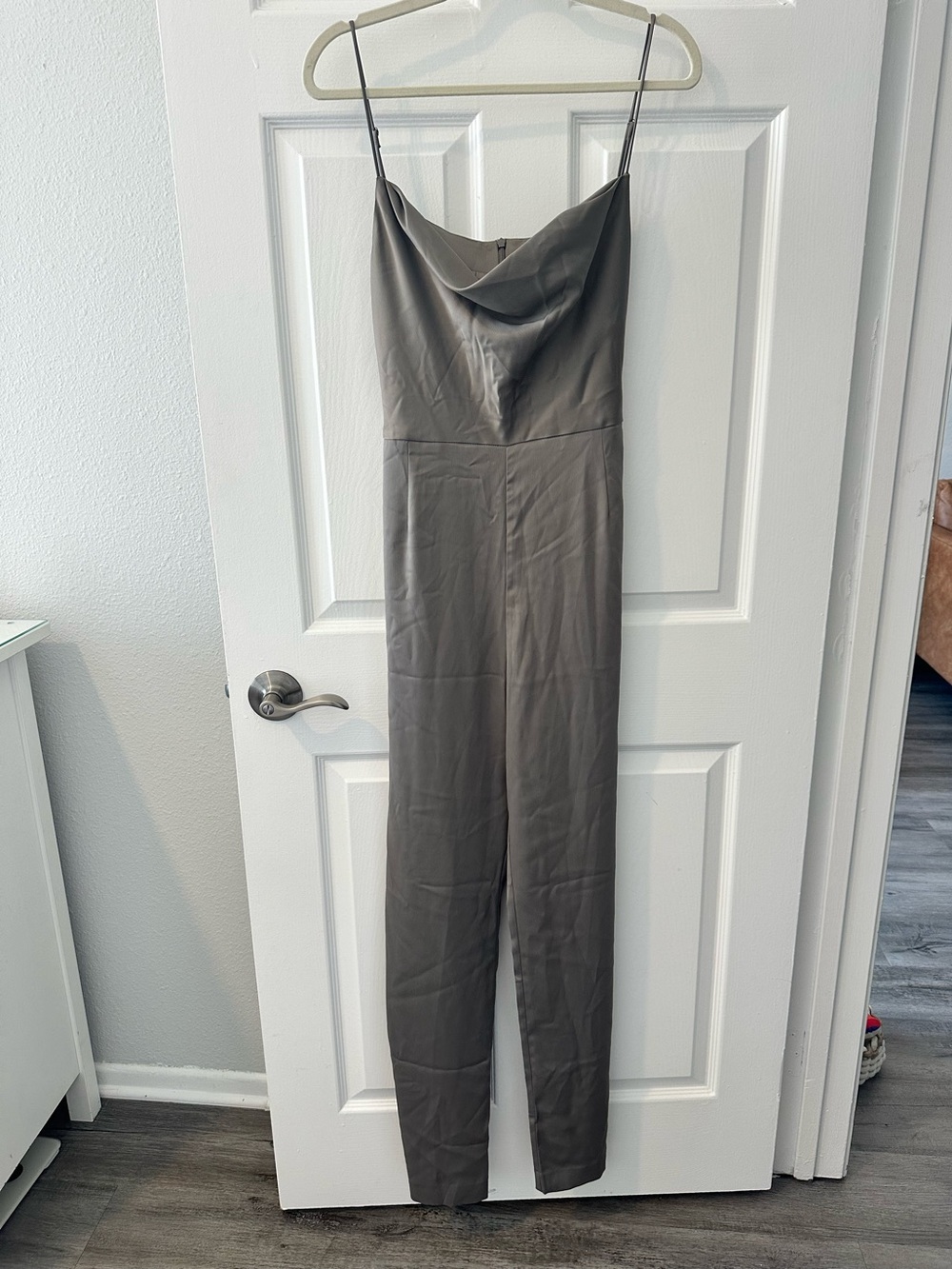 H&M Gray Satin Cowl Neck Jumpsuit NWT Size L
